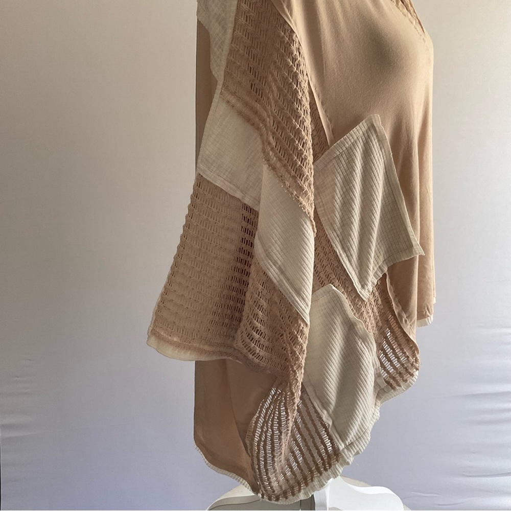 POL Boho Oversized Patchwork Top Flowy Crochet V-… - image 9